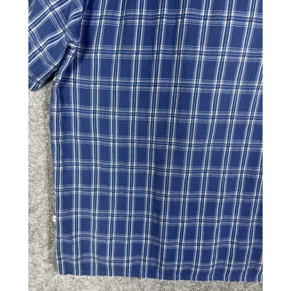 Cabelas Short Sleeve Knit Button Up Shirt Mens Size XL Blue Cotton Pocket Collar - Picture 12 of 14